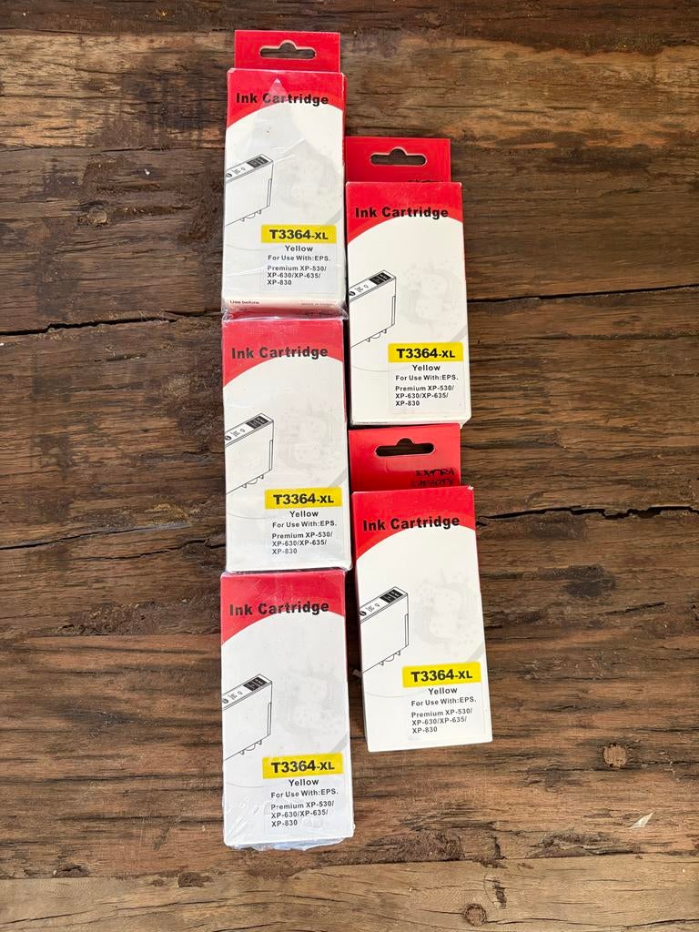 5x T3364-XL Gele Inktcartridges voor Epson XP-serie, Ophalen of Verzenden, Nieuw