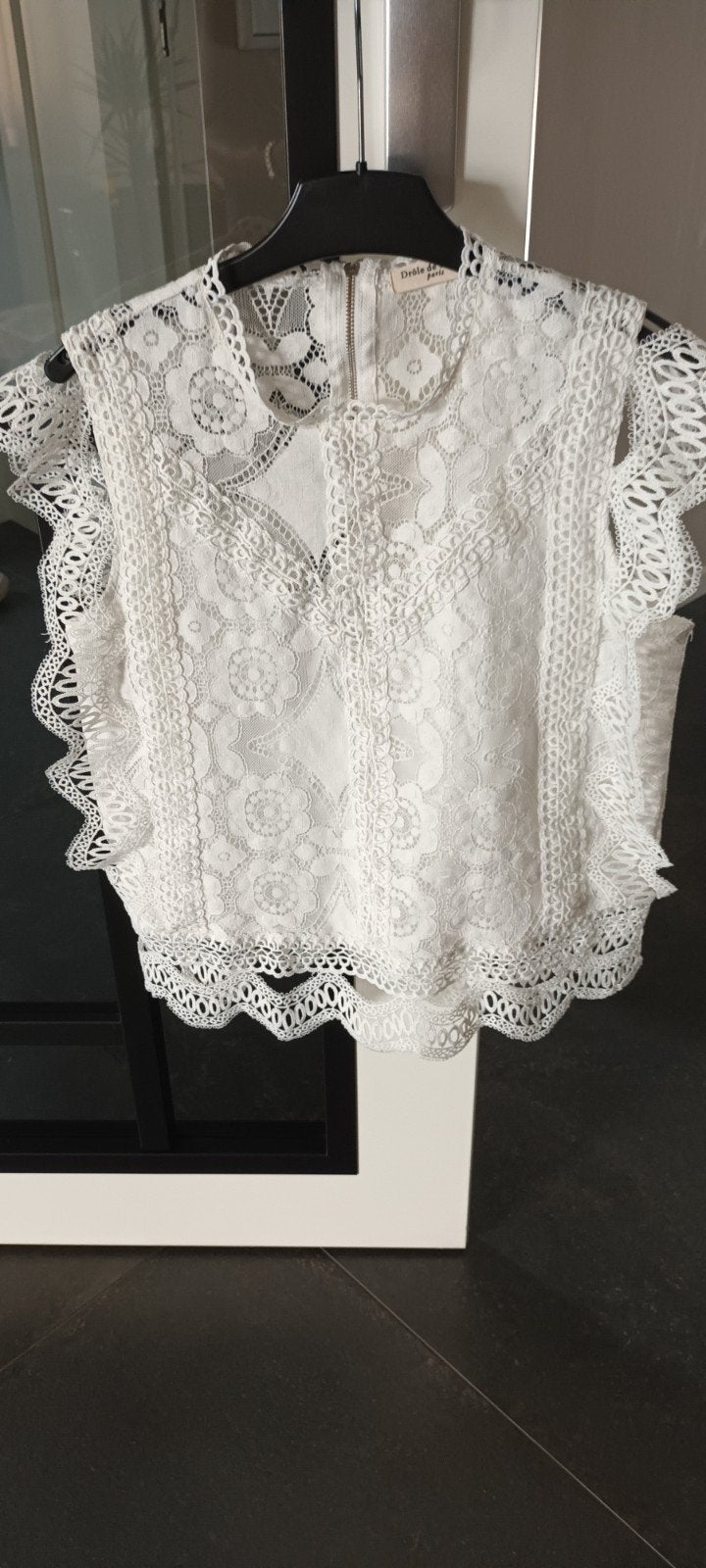 kante hempt, Kleding | Dames, Ophalen of Verzenden, Zo goed als nieuw, Wit, Korte mouw