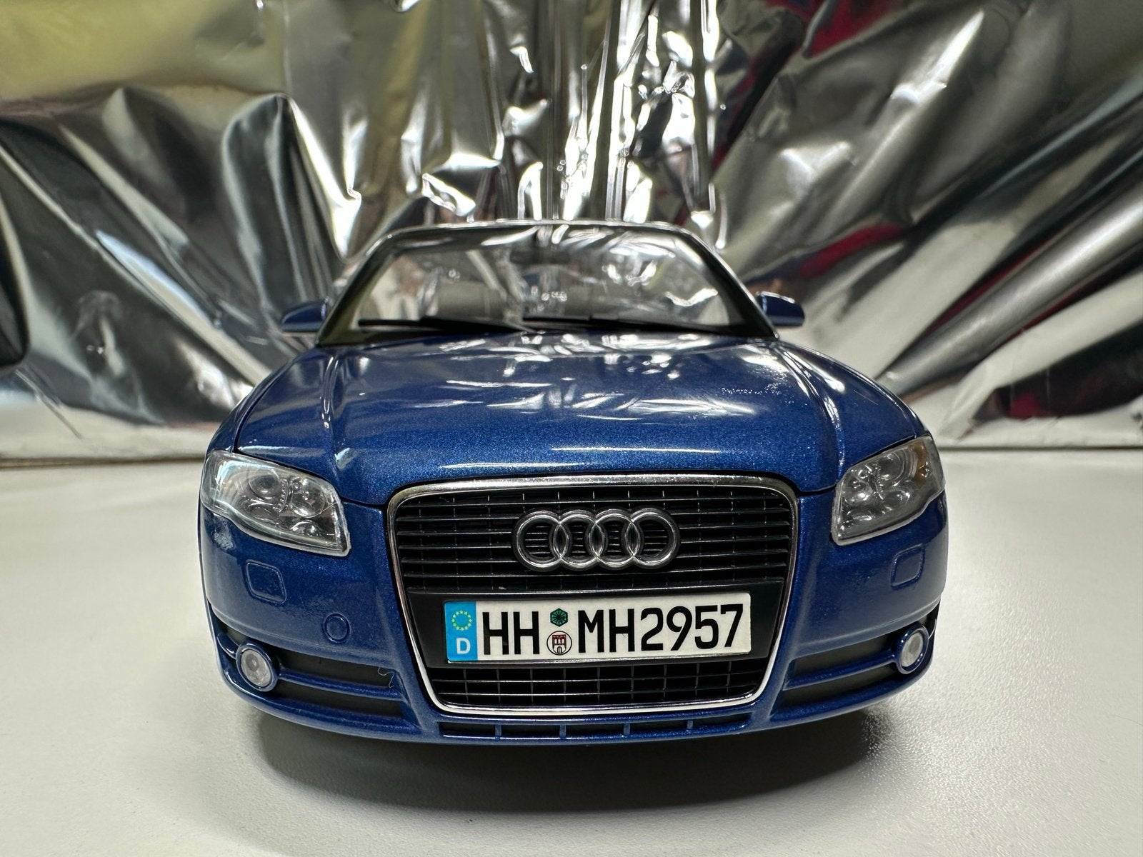Audi A4 B7 Cabriolet (blauw). Norev, Ophalen of Verzenden, Zo goed als nieuw, Auto, Norev