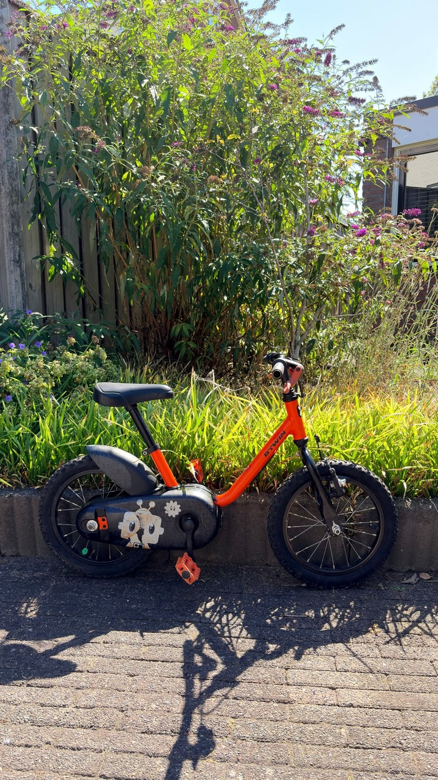 B.TWIN Kinderfietsje - Oranje 16 inch, Ophalen, Gebruikt, Velgrem, 16 tot 20 inch