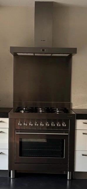 6 pits gas kooktoestel met afzuigkap en oven, Ophalen, Gebruikt, 60 cm of meer, Gas