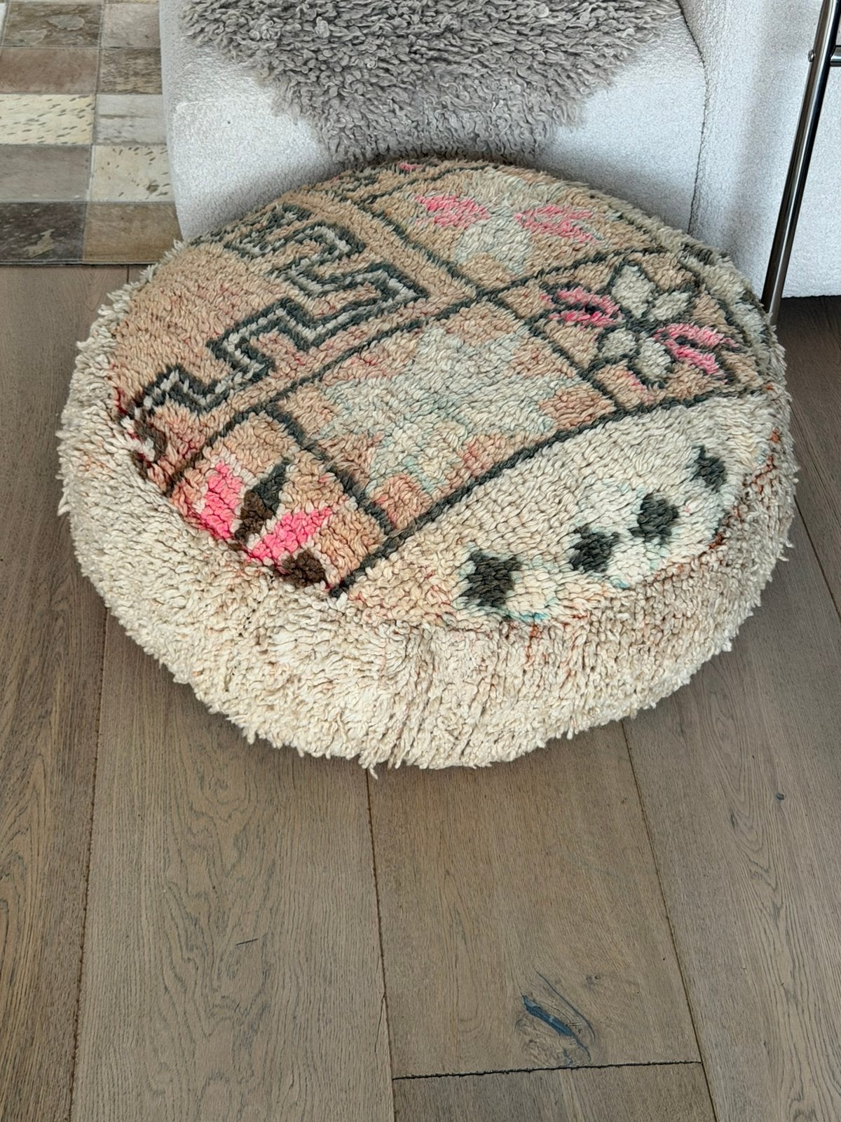 Marokkaanse poef, Boho - oosters, Rond, Ophalen of Verzenden, Zo goed als nieuw