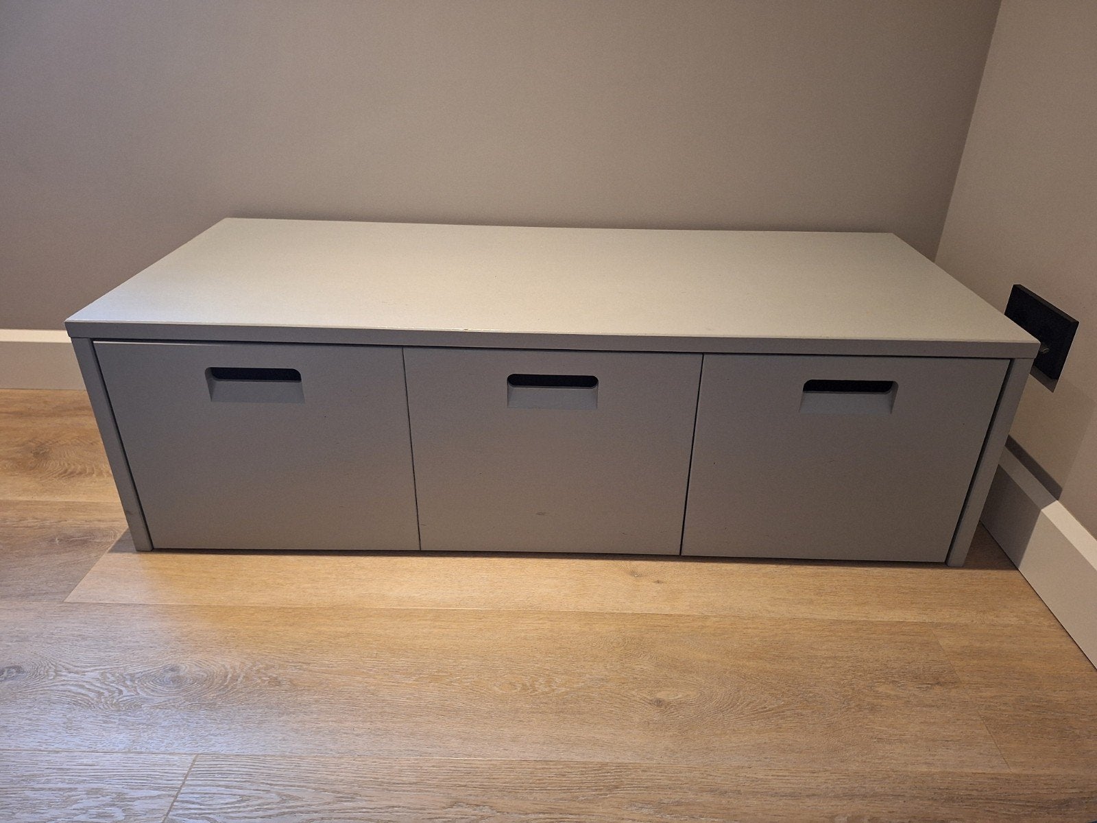 Grijze Kistbank met 3 Lades - 120x50 cm, Ophalen, Gebruikt, Minder dan 75 cm, Minder dan 150 cm