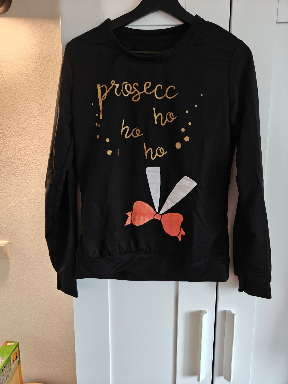Zwarte trui met 'Prosecco ho ho ho' opdruk, Zwart, Nieuw, Ophalen of Verzenden, Onbekend