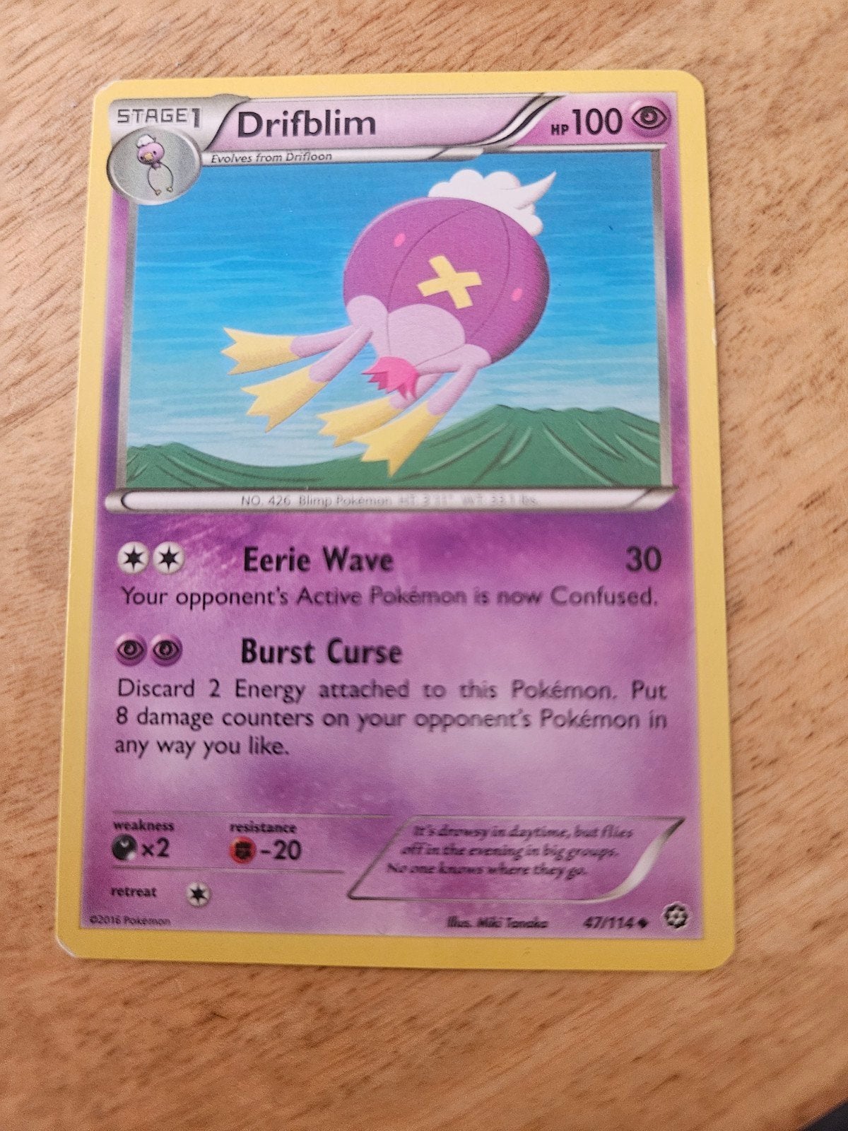 Pokémon Kaart Drifblim 47/114, Ophalen of Verzenden, Zo goed als nieuw, Losse kaart