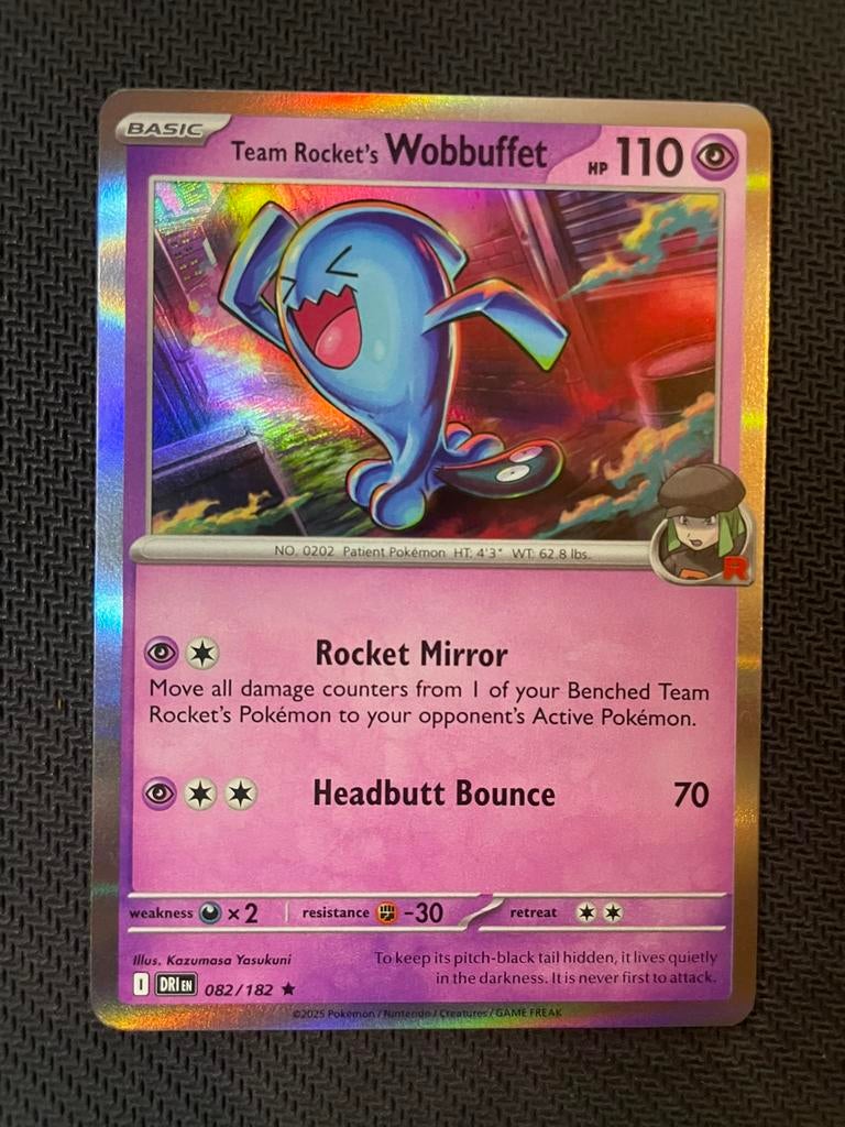 Team Rocket’s Wobbuffet 082/182 Rare Holo Destined Rivals, Ophalen of Verzenden, Zo goed als nieuw