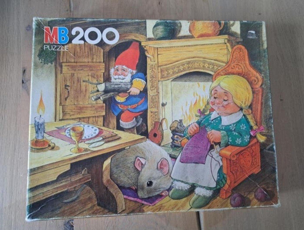 MB puzzel David de Kabouter 200 st Rien Poortvliet, Ophalen of Verzenden, Meer dan 50 stukjes, 6 jaar of ouder