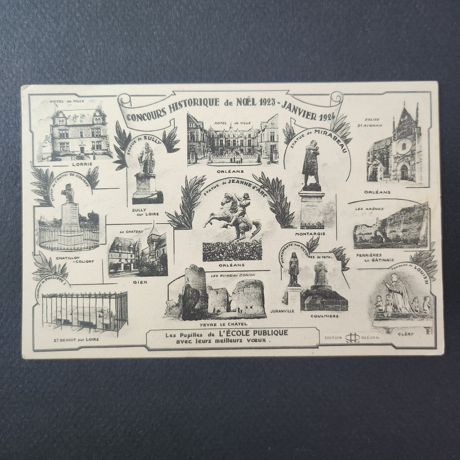 Historische Franse Kaart Orléans eo 1923 -1924 Nieuwjaar, Verzenden, 1920 tot 1940, Ongelopen, Politiek en Historie