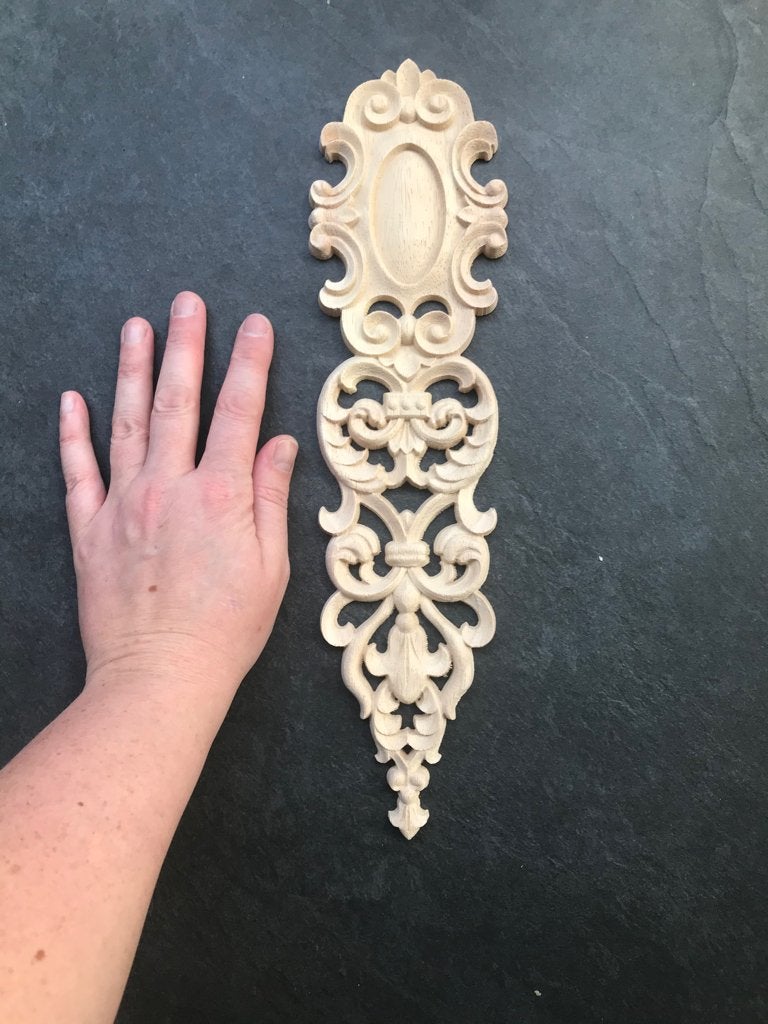 Brocant houtsnijwerk ornament langwerpig 35 cm, Huis en Inrichting, Brocante, Nieuw, Ophalen of Verzenden, https://verburgtvintage.nl/#contact