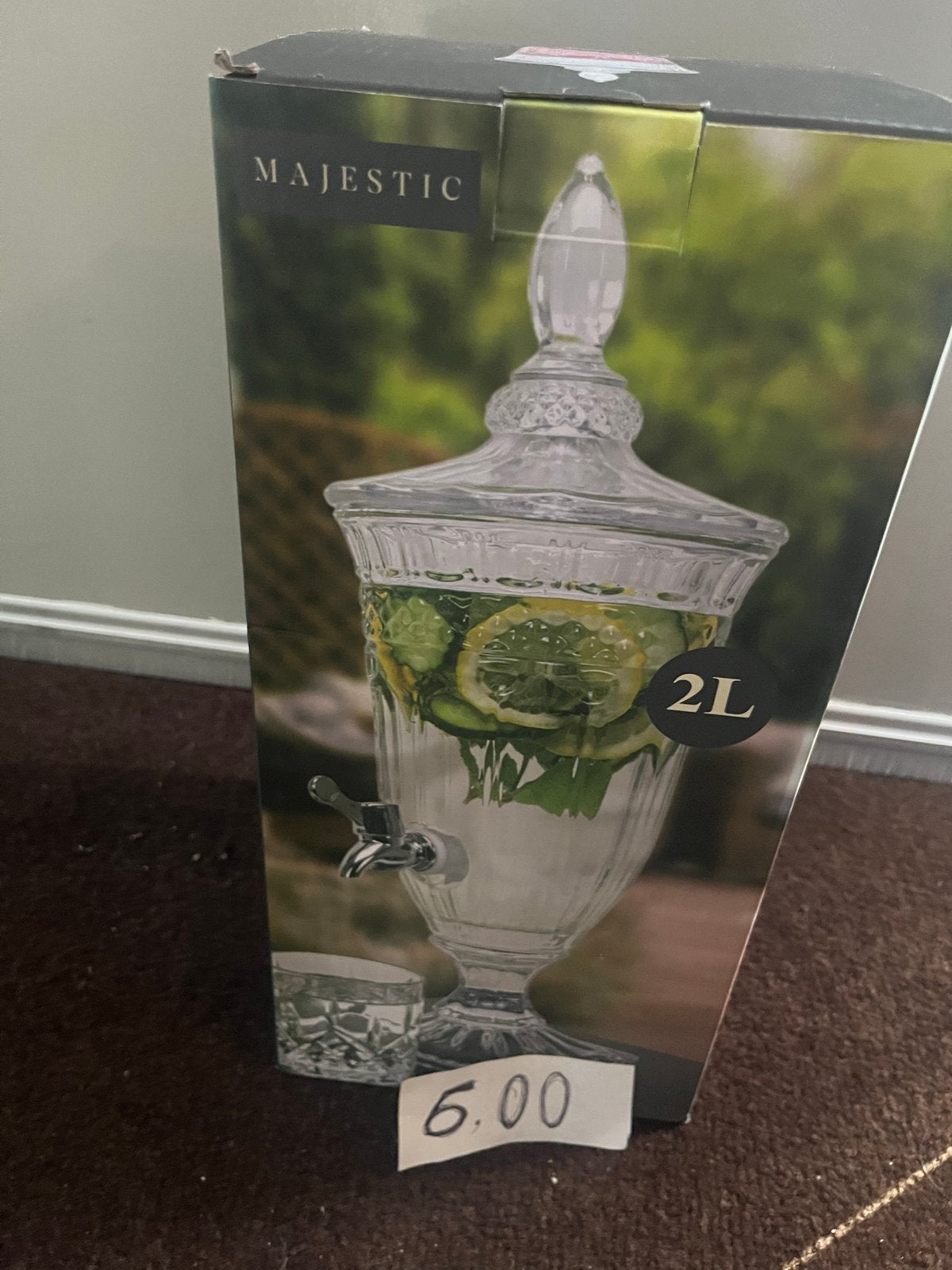 Majestic Drankdispenser 2L - Nieuw in doos, Nieuw, Ophalen of Verzenden, Overige merken, Glas