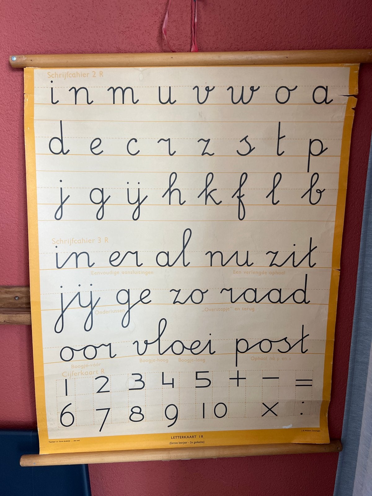 Vintage Letterkaart / Cijferkaart - Schrijfonderwijs, Ophalen