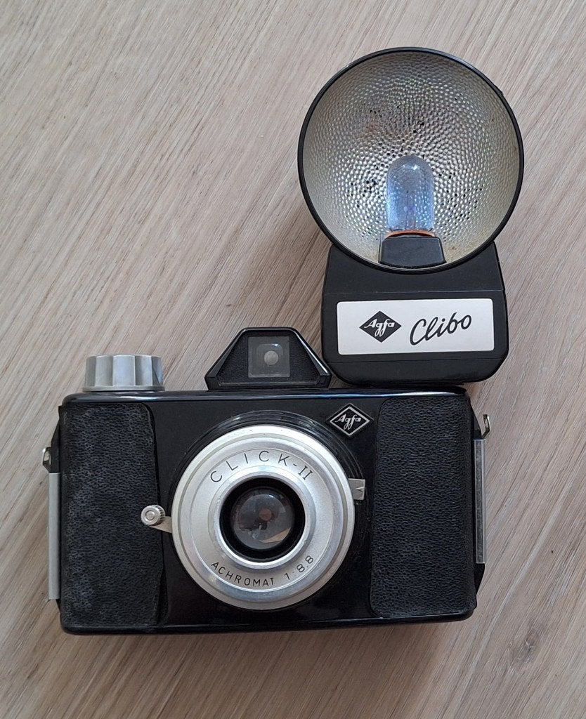 Agfa Click-II met bijpassende Agfa Clibo flitser., Ophalen of Verzenden, Gebruikt, Compact, Overige Merken