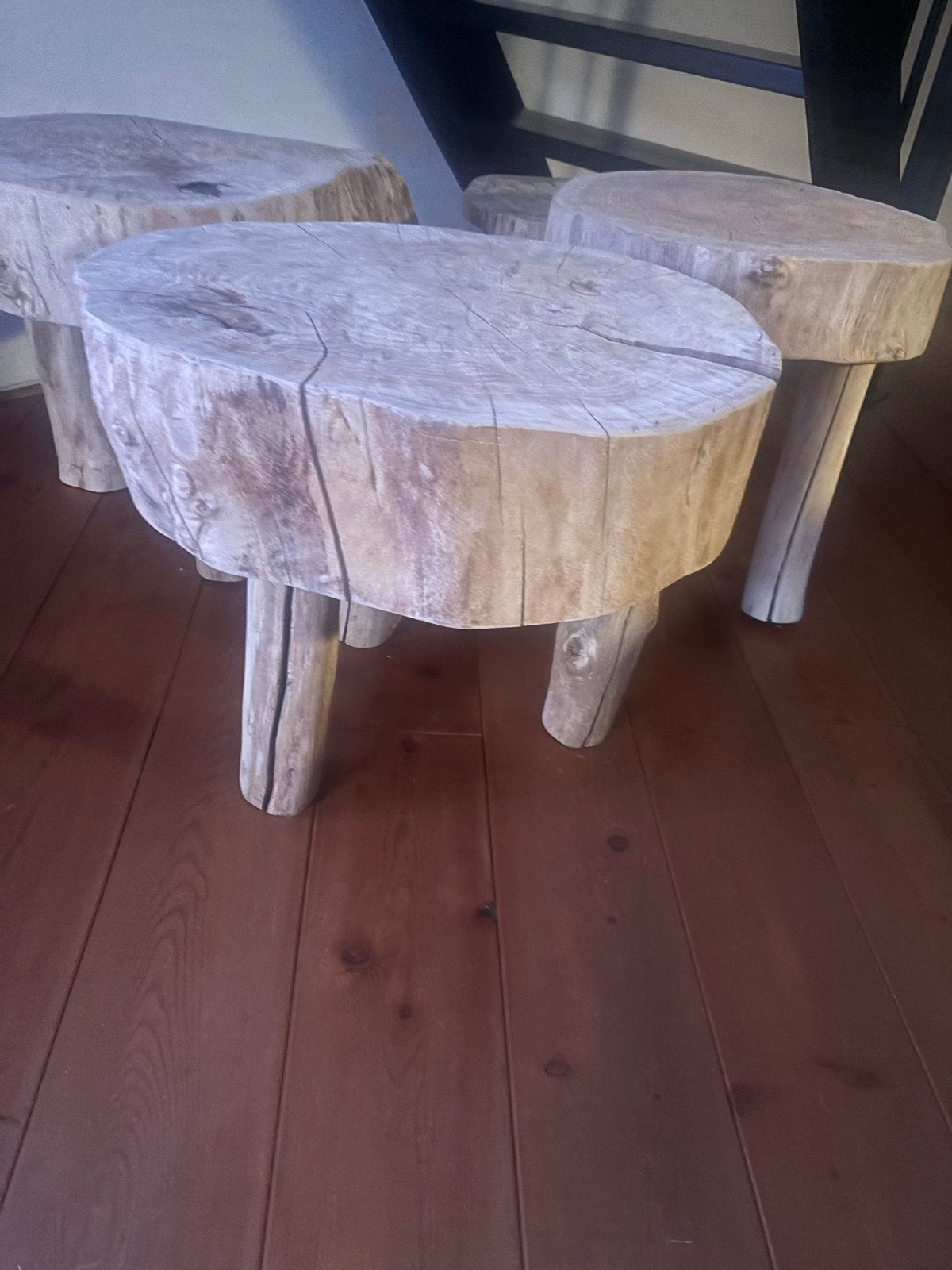 Unieke onbehandelde boomstam bijzettafeltjes, Ophalen, Minder dan 45 cm, Minder dan 55 cm, Gebruikt