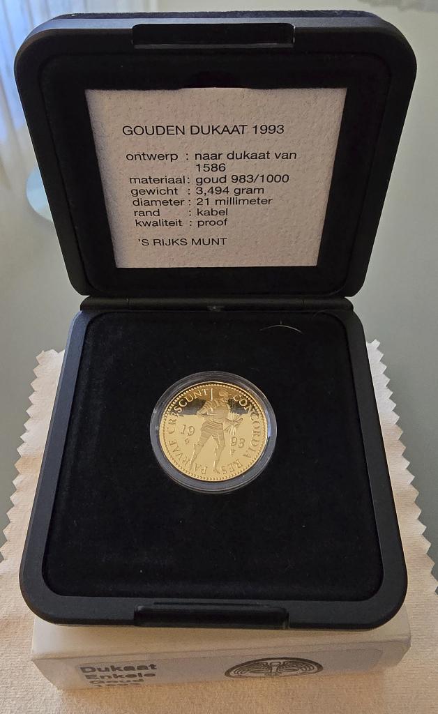 Gouden dukaat 1993 proof, Ophalen of Verzenden, Goud