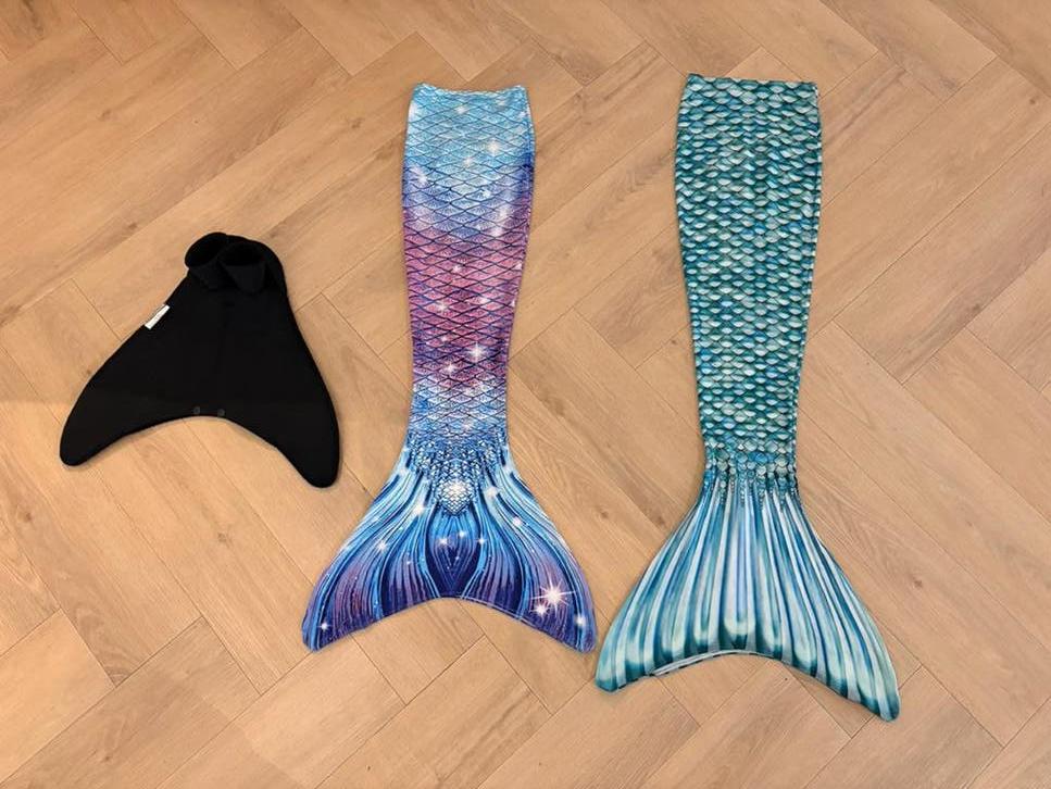 Zeemeerminnen staarten + monovin, Gebruikt, Jongen of Meisje, One size, Ophalen of Verzenden