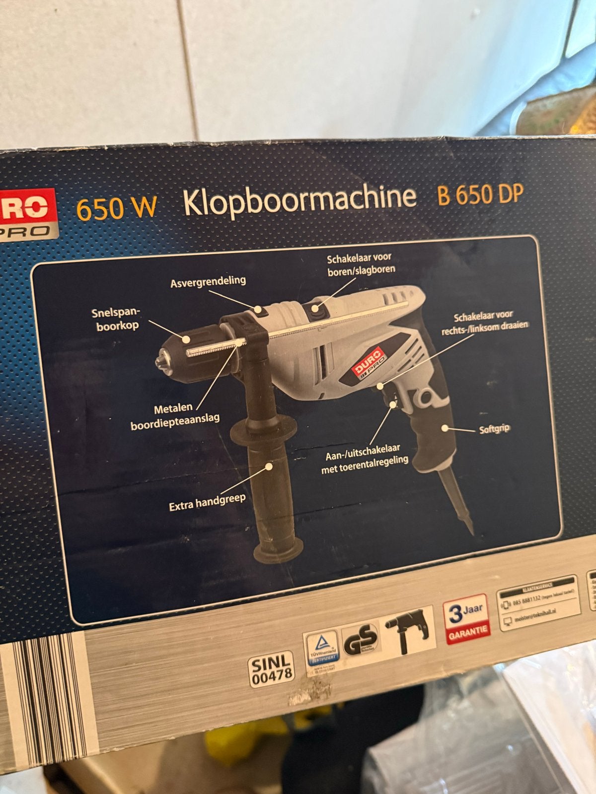 Duro Pro Klopboormachine 650W - Nieuwstaat, Boormachine, 600 watt of meer, Ophalen of Verzenden, Zo goed als nieuw