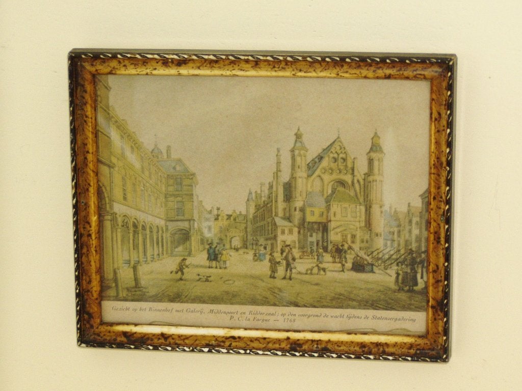 Gravures Binnenhof Groenmarkt Prinse-Gracht Station HS DeHa, 25 cm, Stadsgezicht, Ophalen of Verzenden, Gravure