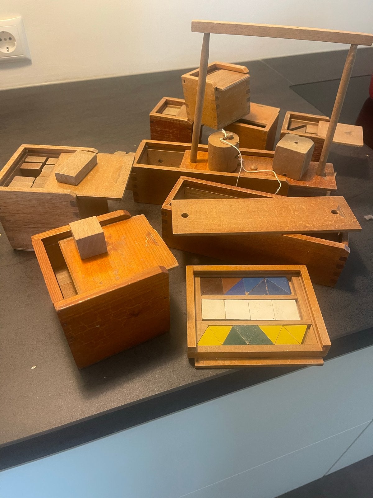 Vintage Fröbel materiaal - Educatief houten speelgoed, Ophalen of Verzenden, Gebruikt