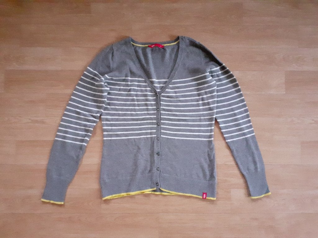 Grijs gestreept vestje Esprit EDC maat S, Ophalen of Verzenden, Zo goed als nieuw, Maat 36 (S), Grijs
