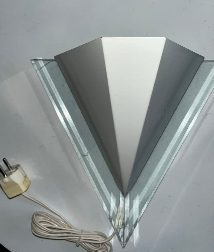 Vintage Vrieland wandlamp met glas en metaal, Wit, Overige merken, Gebruikt, Ophalen of Verzenden