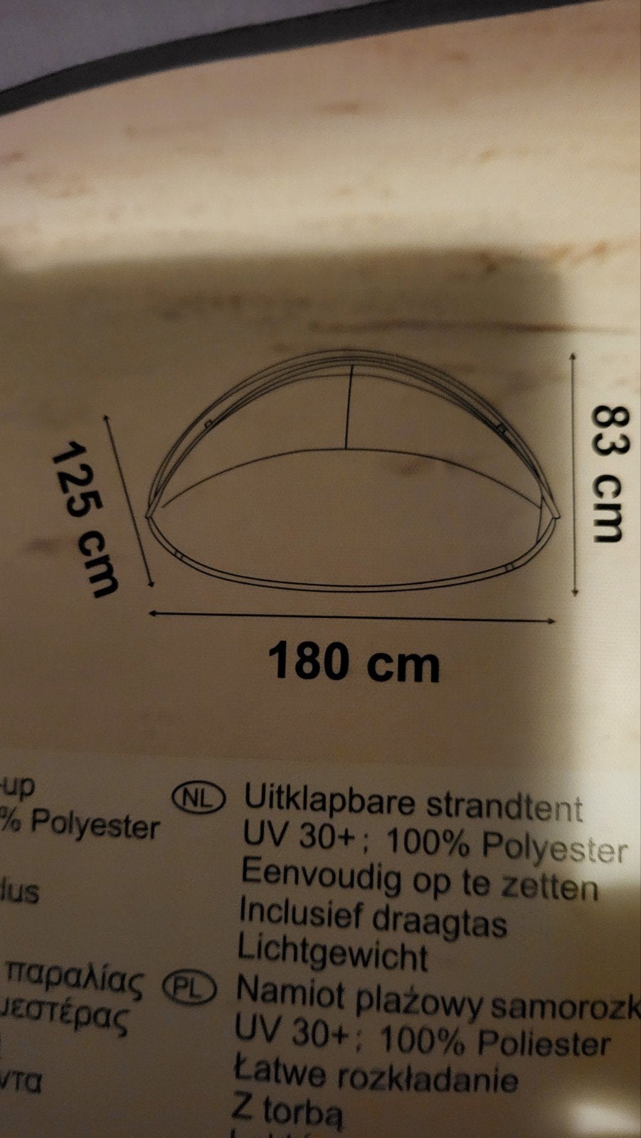 Pop-up strandtent UV30+ - Lichtgewicht en snel op te zetten, Ophalen