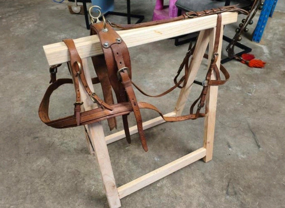 Siertuig cognac leer met minizadel en mini hoofdstel verzame, Ophalen of Verzenden
