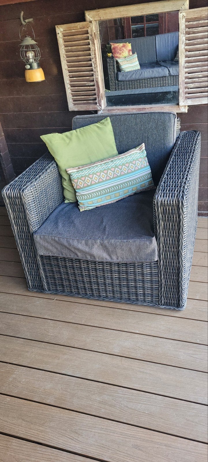 Wicker Loungeset + opbergtafel en optionele travertin plaat, Ophalen, 5 zitplaatsen, Kunststof, Gebruikt