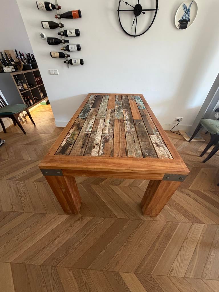 Lodsh Eettafel 1.8 x 1.0 meter met uniek blad, Huis en Inrichting, Tafels | Eettafels, Ophalen, Gebruikt, Teakhout, 50 tot 100 cm