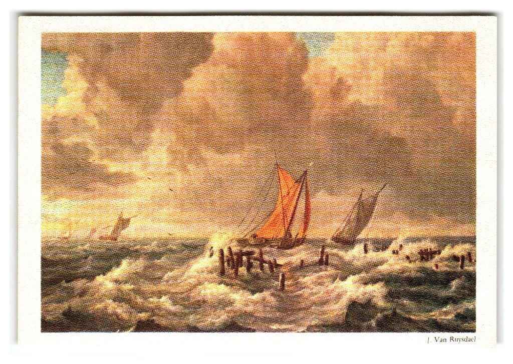 Haarlem, Haarlemsche Meer - Schilder J. Van Ruysdael., Ophalen of Verzenden, 1940 tot 1960, Ongelopen, Noord-Holland