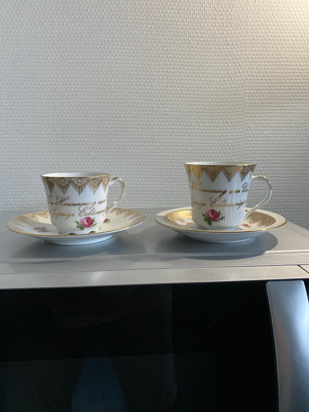 Set van 2 Kronester Bavaria kop en schotels - 12,5 jaar huwe, Ophalen of Verzenden