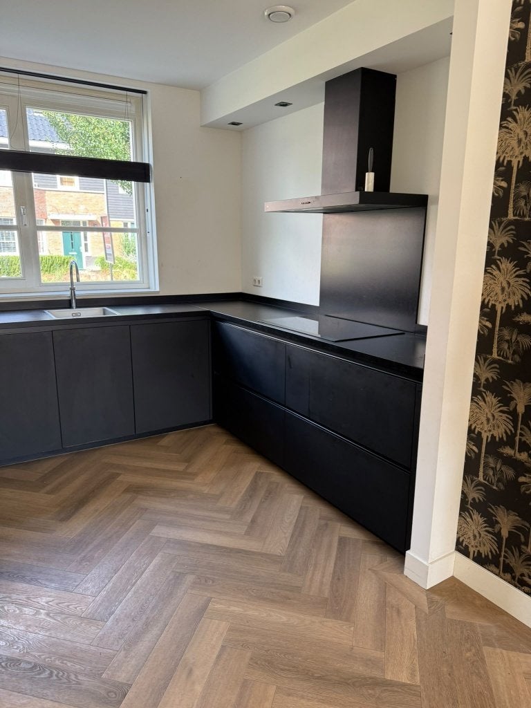 BRUYNZEEL MAT ZWARTE HOEKKEUKEN  QUOOKER! 🔥GEDEMONTEERD, Huis en Inrichting, Zwart, Hoekkeuken, Ophalen of Verzenden, Zo goed als nieuw
