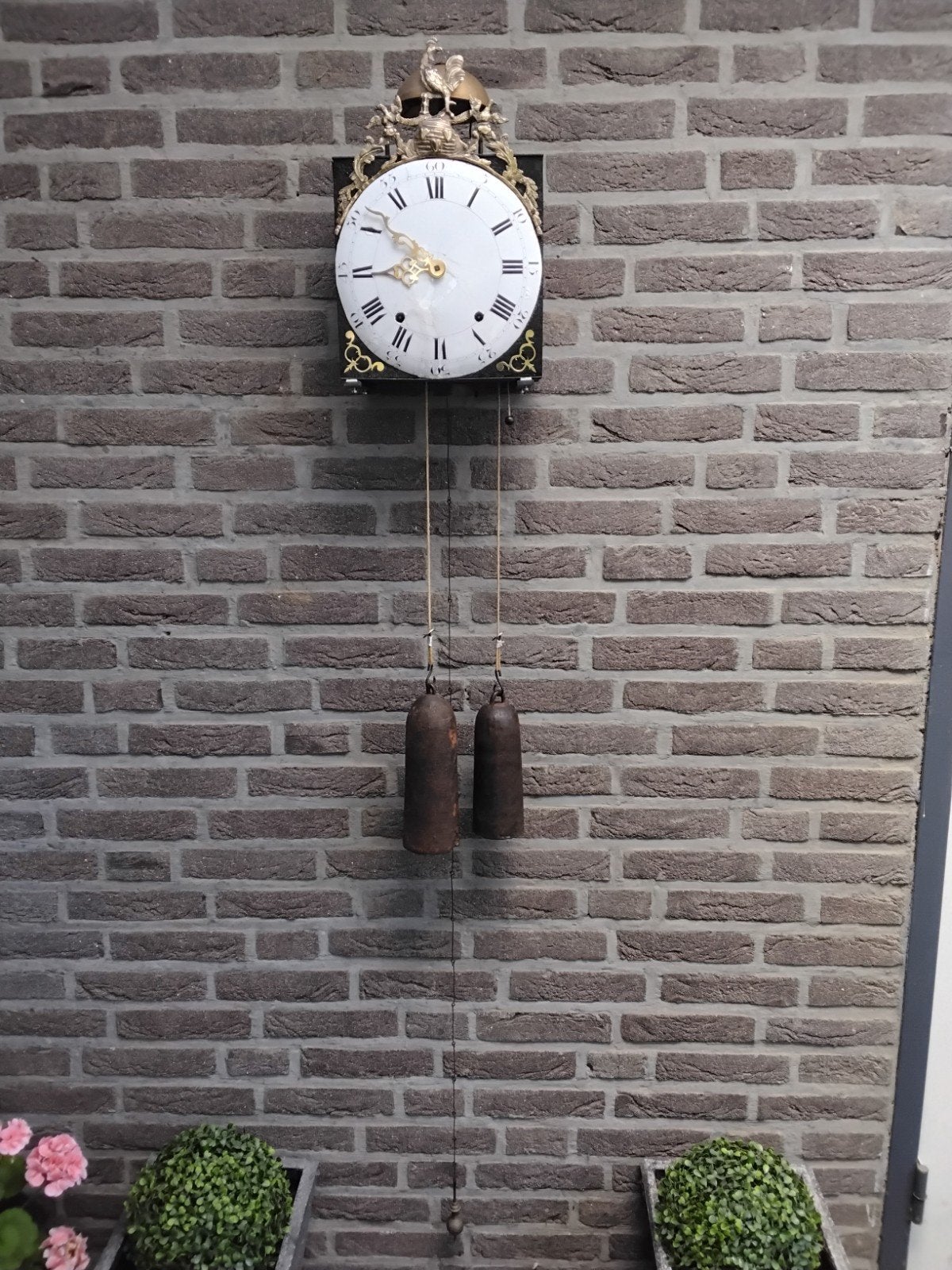 Antieke haan comtoise uit Frankrijk., Antiek en Kunst, Antiek | Klokken, Ophalen of Verzenden