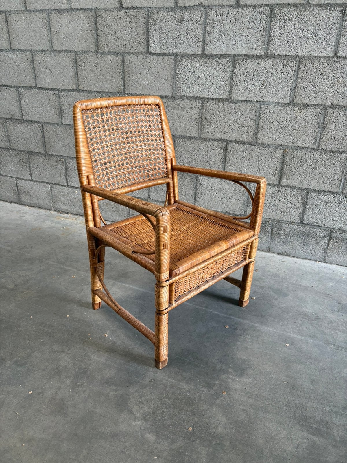 Vintage rotan stoel, Huis en Inrichting, Stoelen, Ophalen, Zo goed als nieuw, Bruin, Eén