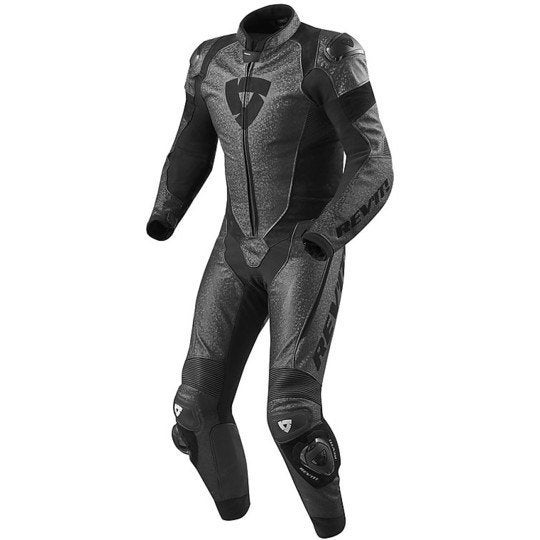 Rev'it Pulsar BLACK leer en nubuck onepiece maat 50, Revit, Heren, Ophalen of Verzenden, Overall