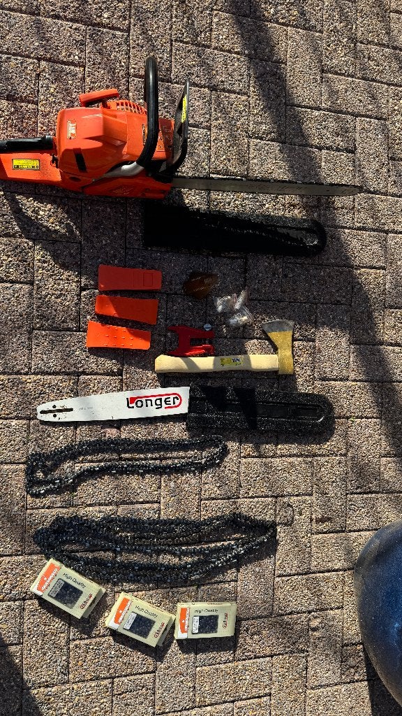 TIMBERPRO - Kettingzaag - 62 cc - Benzine, Ophalen, Gebruikt, Kettingzaag, 30 tot 70 mm