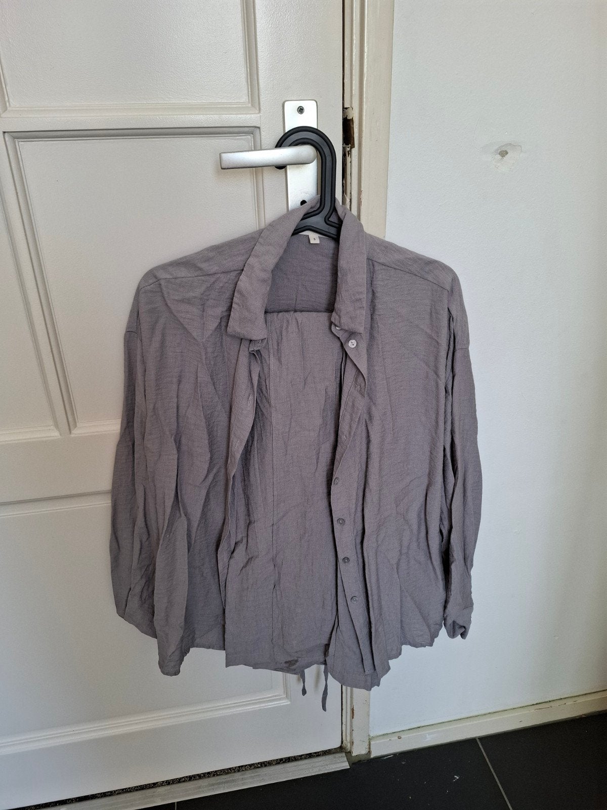 MY JEWELLERY grijze linnenlook set – blouse & wide leg broek, Kostuum of Pak, My Jewellery, Ophalen of Verzenden, Maat 36 (S)
