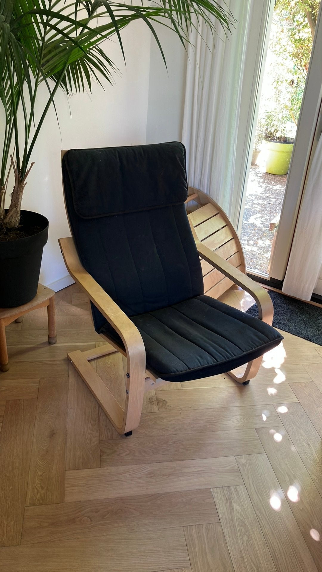 Ikea wipstoel zwart, Ophalen, Hout, Gebruikt, 75 tot 100 cm