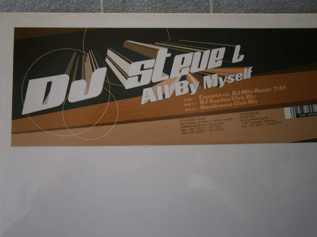 DJ Steve L – All By Myself. 2003. DJ 012 Trance, Hard Trance, Ophalen, Originele persing, Techno of Trance, 2000 - 2009