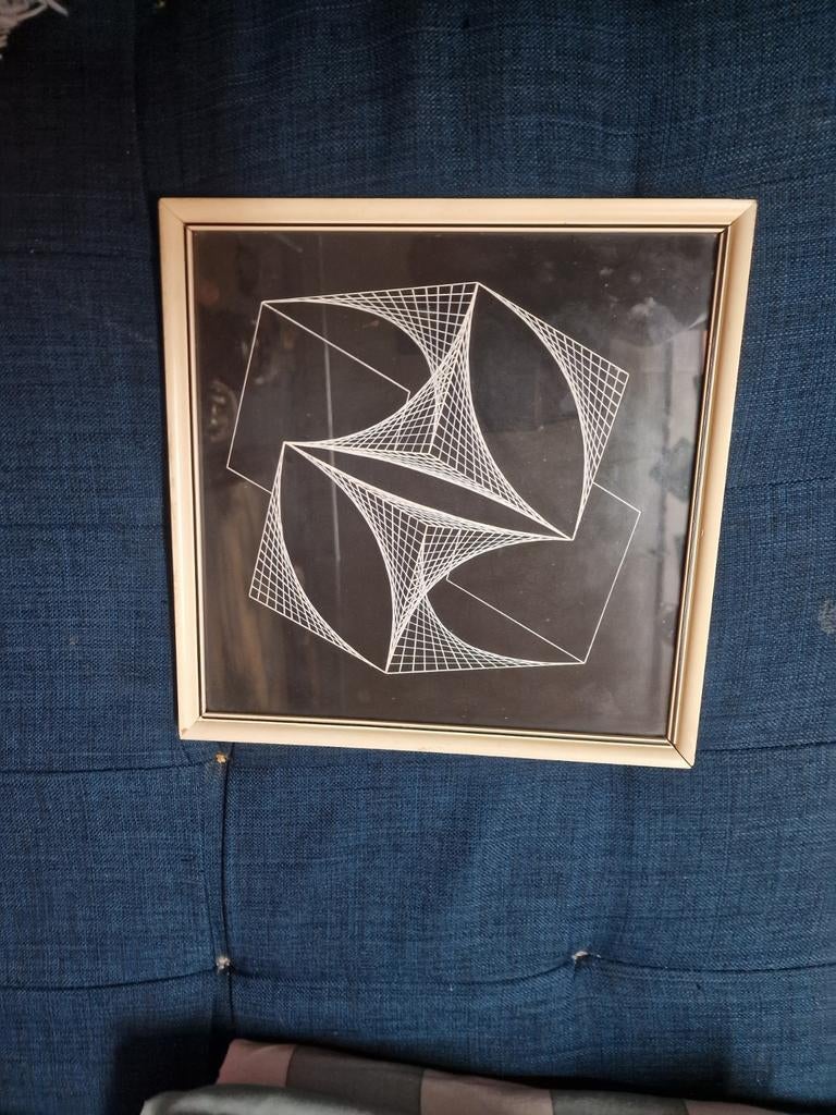Vintage string art kunstwerk - 26x26 cm, Ophalen