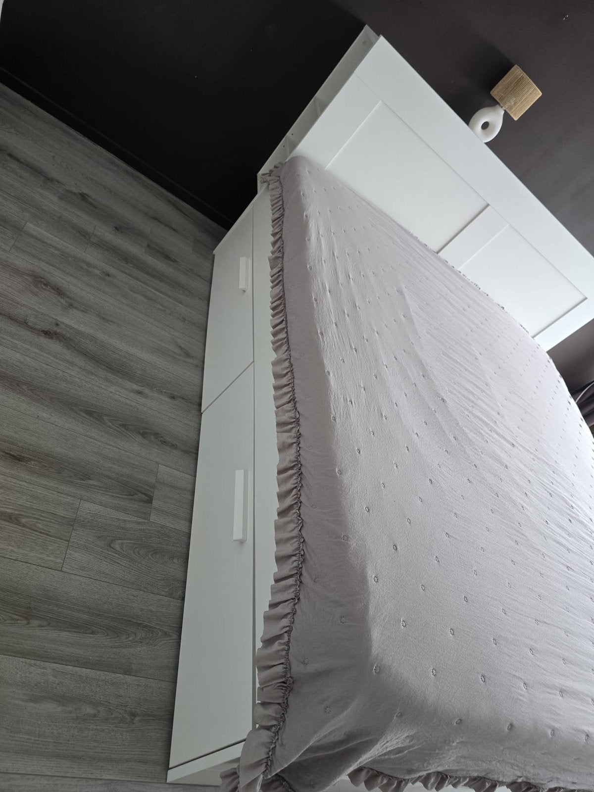 Ikea bed met opbergruimte en hoofdbord, Gebruikt, Wit, Tweepersoons, Ophalen of Verzenden