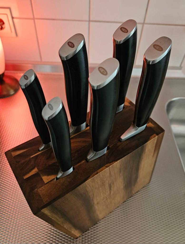 Boretti Messenset met Houten messen blok - 6-delig, Hout, Ophalen of Verzenden, Overige typen, Gebruikt
