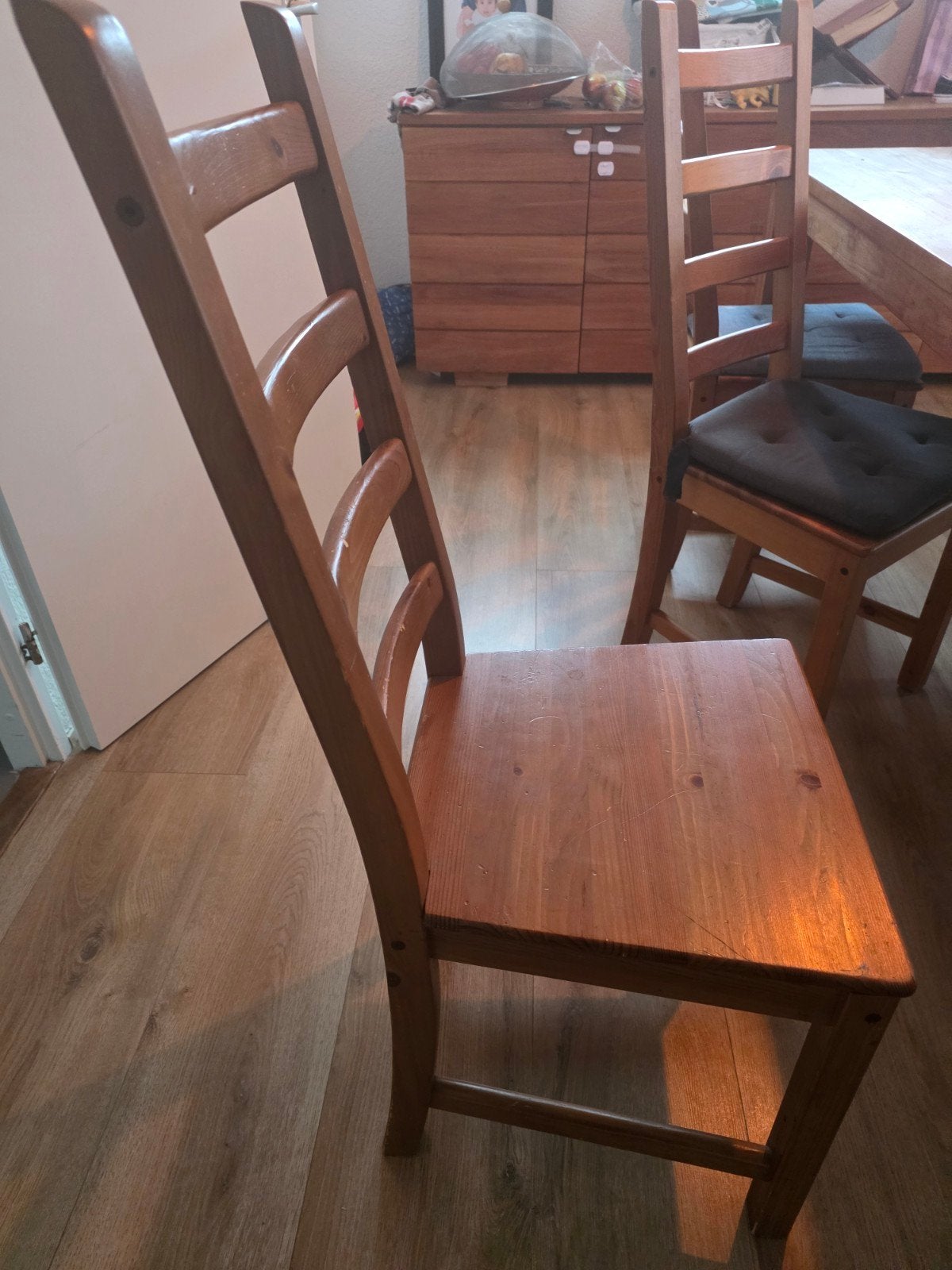 Set van 6 houten eetkamerstoelen, Ophalen, Gebruikt, Bruin, Vijf, Zes of meer stoelen