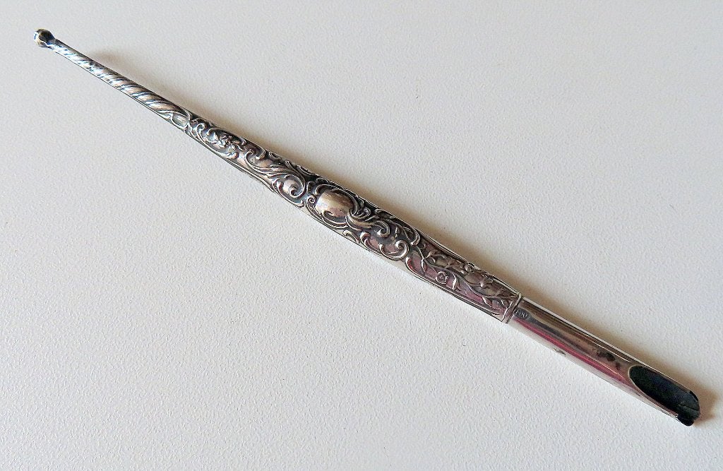 Koopje! Antieke zilveren biedermeier (schrijf)penhouder,incl, Verzenden, Zilver