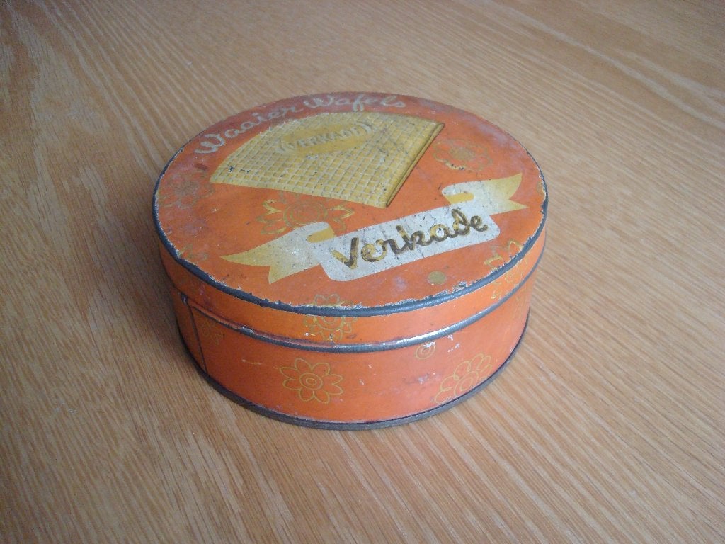 Blik Verkade Waaier Wafels, Verzamelen, Blikken, Ophalen of Verzenden, Gebruikt, Koek(jes), Verkade