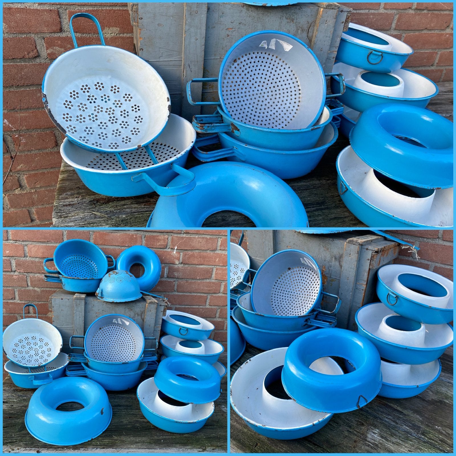 Mooi verzameling Deens blauw emaille, Ophalen of Verzenden