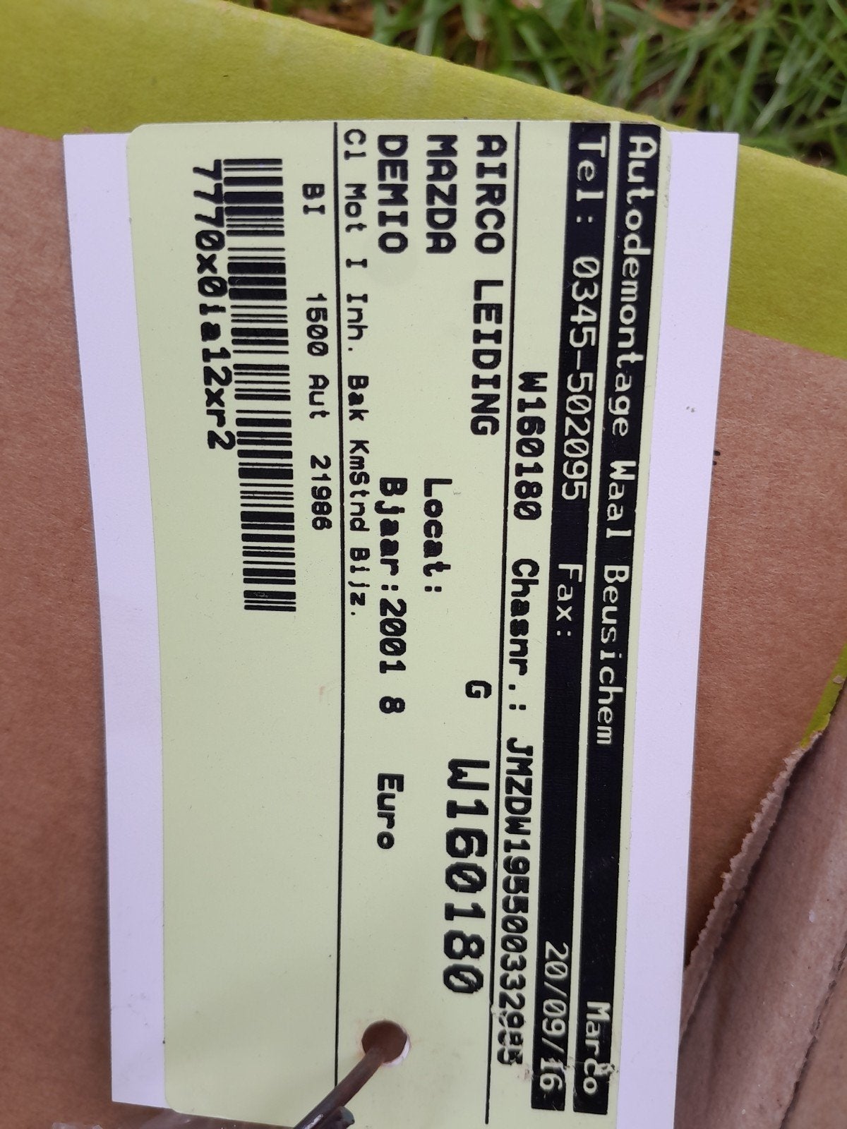 Airco leiding met schroefwartel, Mazda Demio 1.5., Ophalen of Verzenden, Gebruikt, Mazda