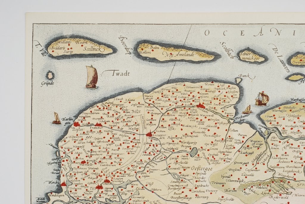 Oude landkaart Friesland Groningen Ostfriesland 1568, Boeken, Atlassen en Landkaarten, Verzenden, Voor 1800, Nederland, Landkaart
