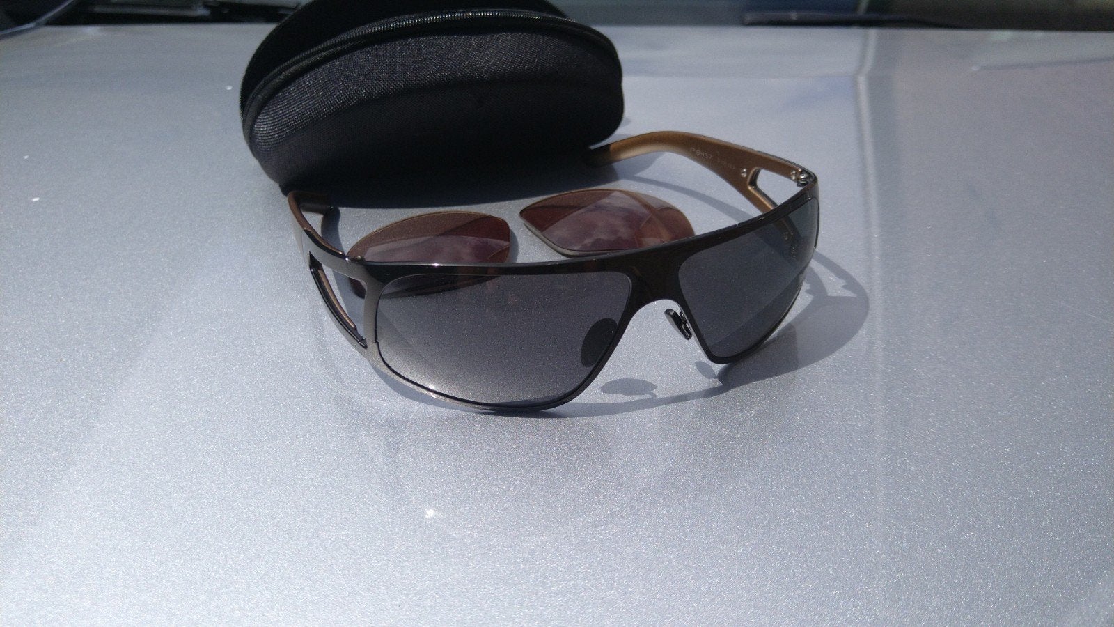 Porsche Design P8457 Zonnebril met extra glazen, Overige merken, Gebruikt, Zonnebril, Zwart