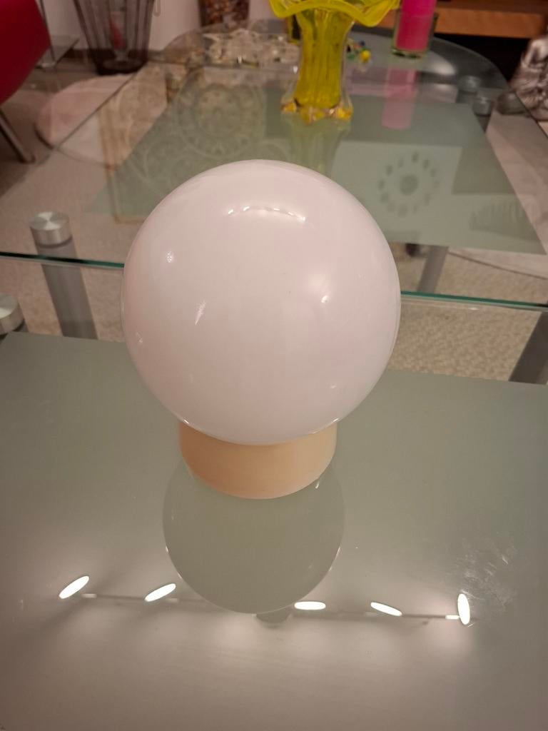 Bollamp met beige schroefrand, Ophalen of Verzenden, Gebruikt, Glas