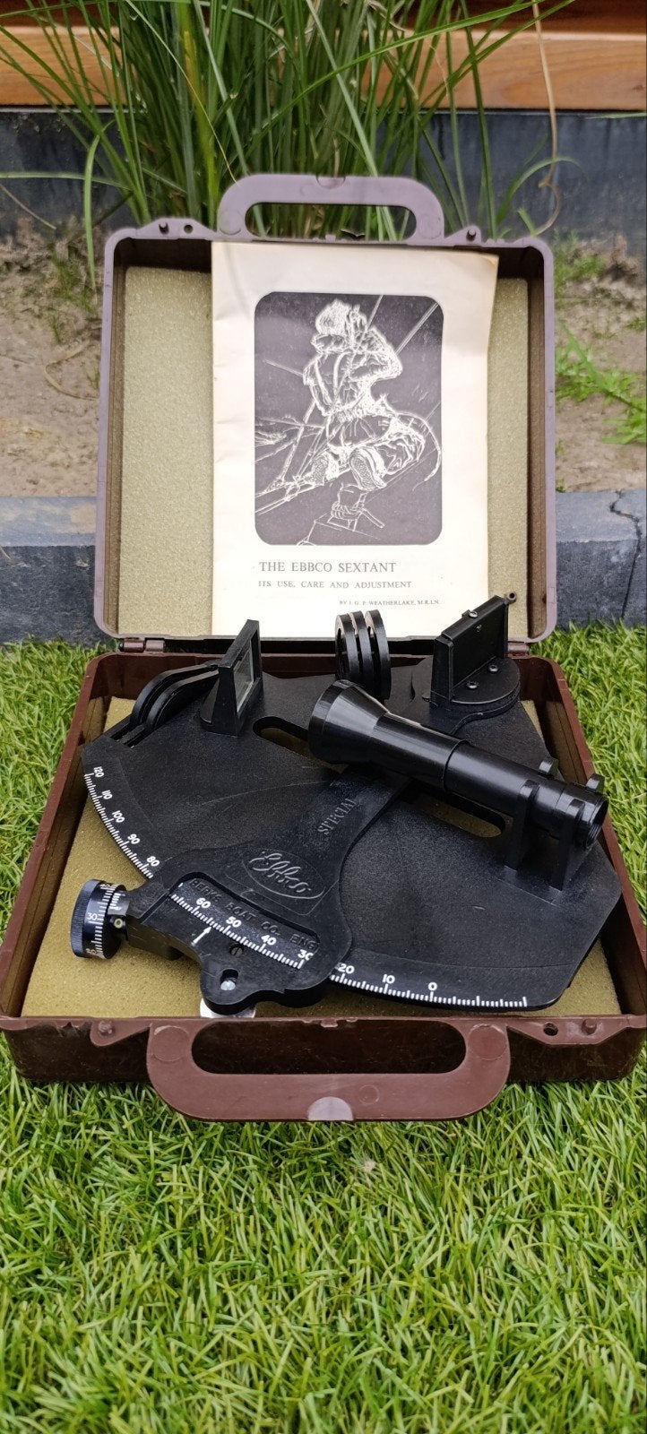Vintage EBBCO Sextant met koffer en handleiding, Antiek en Kunst, Ophalen of Verzenden